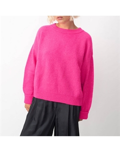 Пуловер широкий с вырезом-лодочкой VITOW розовый American vintage