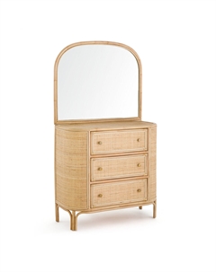 Комод из ротанга со встроенным зеркалом Ladara бежевый Laredoute