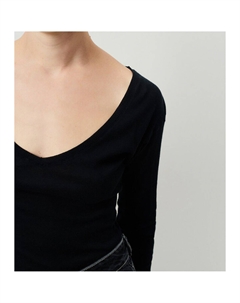 Лонгслив с V-образным вырезом MASSACHUSETTS черный Laredoute