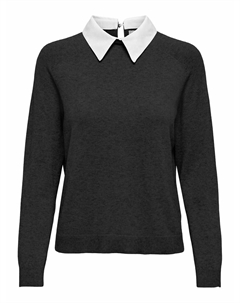 Пуловер с рубашечным воротником черный Laredoute