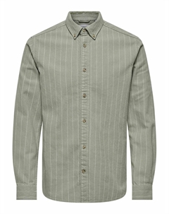 Рубашка прямого покроя в полоску зеленый Only & sons