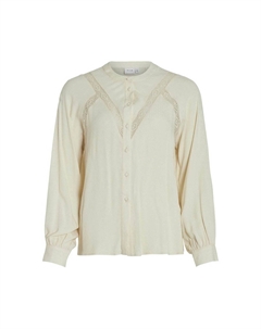 Блузка с воротником-стойкой и вышивкой бежевый Vila