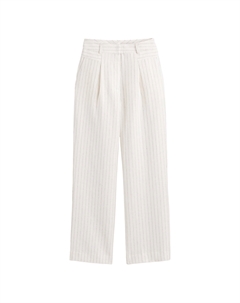 Брюки прямого покроя в полоску банкира изо льна и хлопка белый Laredoute