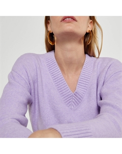 Пуловер с V-образным вырезом фиолетовый Laredoute
