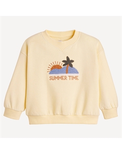 Свитшот из мольтона с вышивкой и круглым вырезом желтый La redoute collections