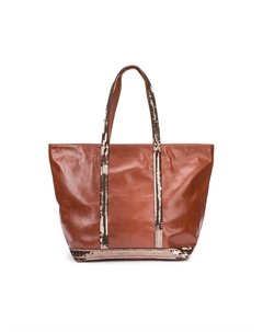 Сумка-шопер L из кожи с пайетками каштановый Laredoute