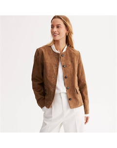 Куртка с застежкой на кнопки из натуральной кожи каштановый Laredoute