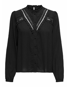 Блузка с вышивкой и длинными рукавами черный Only