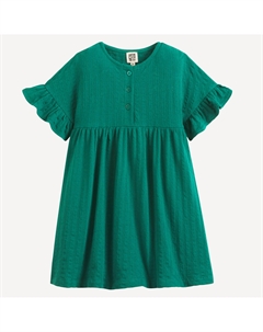 Платье с оборками на рукавах зеленый La redoute collections