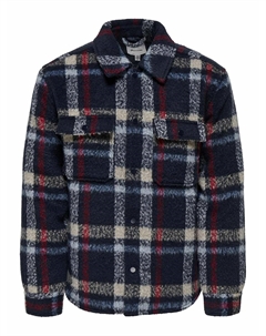 Толстовка в клетку на подкладке синий Only & sons