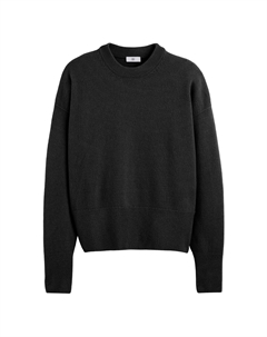 Пуловер с круглым вырезом из шерсти и кашемира черный Laredoute