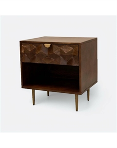 Тумба прикроватная с ящиком из массива манго каштановый Laredoute