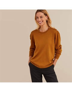 Пуловер с круглым вырезом из тонкого трикотажа шерсть мериноса желтый Laredoute