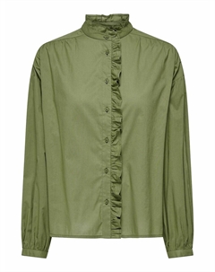 Блузка с рюшами и воротником-стойкой зеленый Only