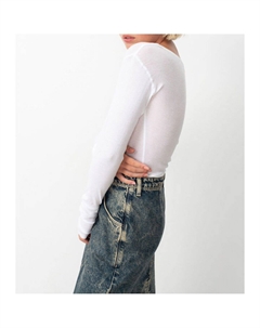 Лонгслив с V-образным вырезом MASSACHUSETTS белый Laredoute