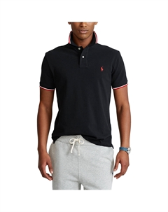 Футболка-поло прямого покроя из трикотажа пике черный Polo ralph lauren