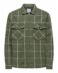Рубашка в клетку на молнии зеленый Only & sons