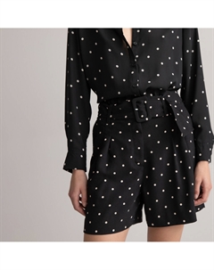 Шорты с принтом в горошек черный Laredoute