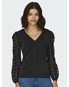 Блузка с длинными рукавами и V-образным вырезом черный Only