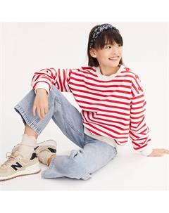 Свитшот с круглым вырезом в полоску из мольтона красный La redoute collections