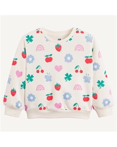 Свитшот из мольтона с круглым вырезом и принтом бежевый La redoute collections