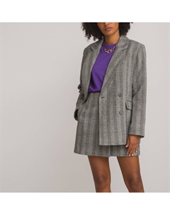 Блейзер приталенного покроя в клетку ломаная сарж зеленый Laredoute