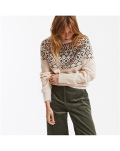 Пуловер из жаккардового трикотажа с воротником-стойкой бежевый Laredoute