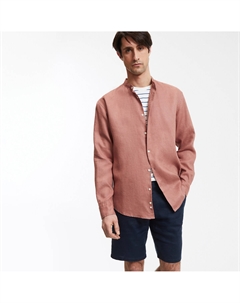 Рубашка льняная прямого покроя с воротником мао Signature AURELE розовый La redoute collections