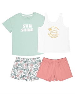 Комплект из футболок с шортами из хлопка разноцветный Laredoute