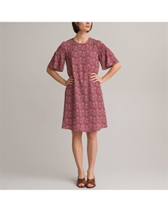 Платье-миди расклешенное с цветочным принтом розовый Laredoute