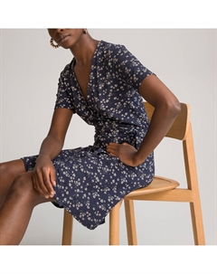 Платье с запахом короткое из трикотажа джерси синий Laredoute