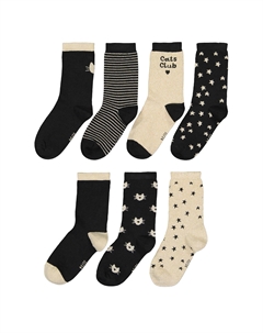 Комплект из семи пар носков с принтом кошки черный La redoute collections