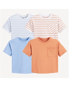 Комплект из четырех футболок с круглым вырезом оранжевый La redoute collections