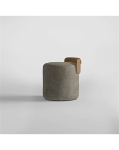 Пуф со спинкой из велюра и эко-кожи бежевый So'home