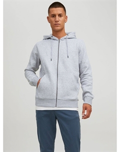 Свитшот на молнии с капюшоном серый Jack & jones