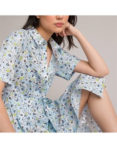 Платье-рубашка расклешенное длинное с принтом цветы разноцветный La redoute collections