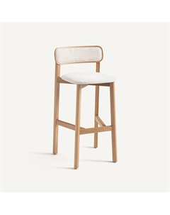 Стул барный из дуба и плетеной ткани Batignolles Gallina бежевый Laredoute