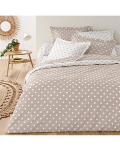 Пододеяльник 100 хлопок с рисунком в горошек Clarisse бежевый La redoute interieurs