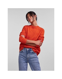 Пуловер из пышного трикотажа с круглым вырезом оранжевый Laredoute