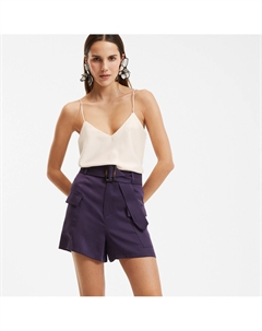 Топ с V-образным вырезом из сатина на тонких бретелях белый La redoute collections