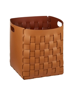 Корзина для одежды игрушек пледов из натуральной кожи 35 x 35 x H40 см каштановый Laredoute