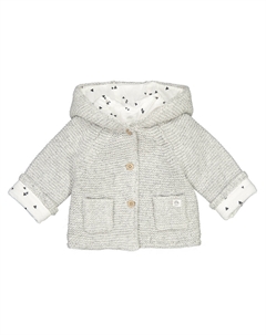 Кардиган с капюшоном из трикотажа 0 мес-2 лет серый Laredoute