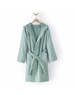 Халат с капюшоном с помпонами из биохлопка Antalya зеленый Laredoute