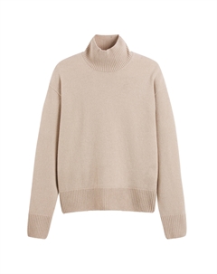 Пуловер с воротником-стойкой изготовленный во Франции бежевый La redoute collections