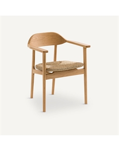 Кресло для столовой из массива дуба и соломы Ari бежевый Am.pm.