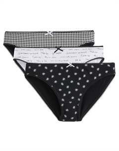 Комплект из 3 трусов-слипов с принтом трусы в горошек черный Laredoute