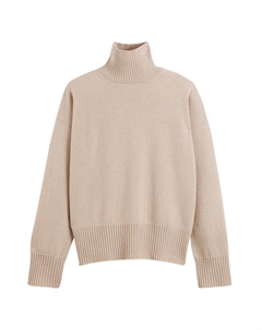 Пуловер из шерсти и кашемира изготовленный во Франции бежевый La redoute collections