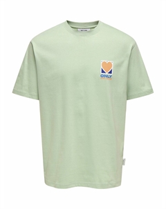 Футболка свободного покроя с логотипом сердце зеленый Laredoute