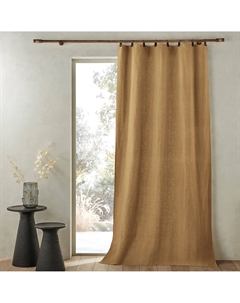 Штора из льна на подкладке с кожаными шлевками Private каштановый Am.pm.