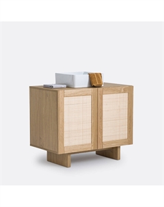 Тумба под раковину с плетением из тростника Ш90 см Arty бежевый La redoute interieurs